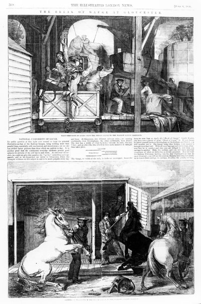 De Breuk van de Spoorbreedte bij Gloucester, illustratie uit 